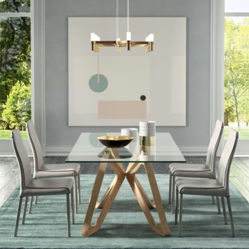 Tavolo Papillon Ozzio con piano in Cristallo, Ceramica o Marble Glass 200x100 cm